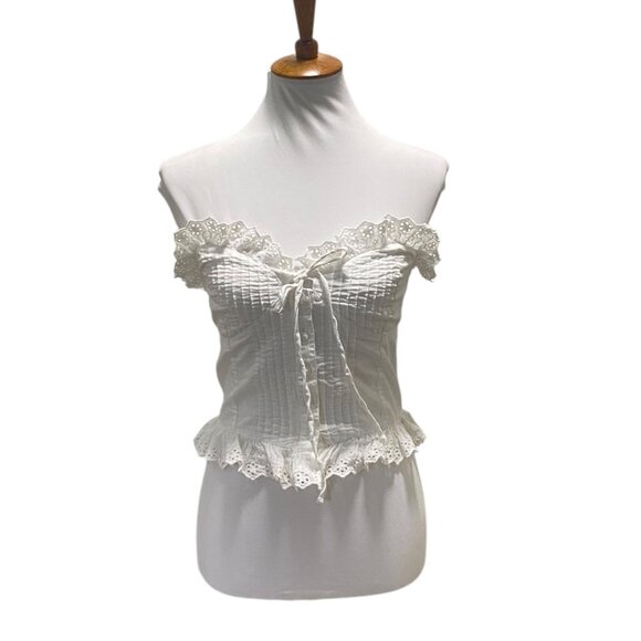 Reclaimed Vintage Strapless Top White Size 6 - Picture 3 of 15